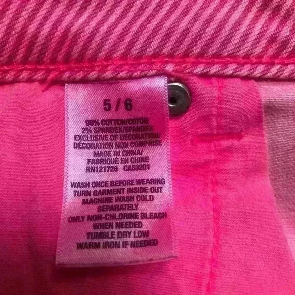 AEROPOSTALE Y2K PINK DENIM RAW HEM MICRO SHORTS/ HOT PANTS CASUAL SUMMER SZ 5/6 - Picture 8 of 9